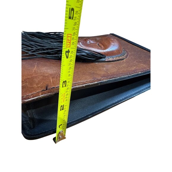 Vintage Artisan Rare Handmade African Leather Crossbody Purse With Tribal Mask D - Picture 14 of 14